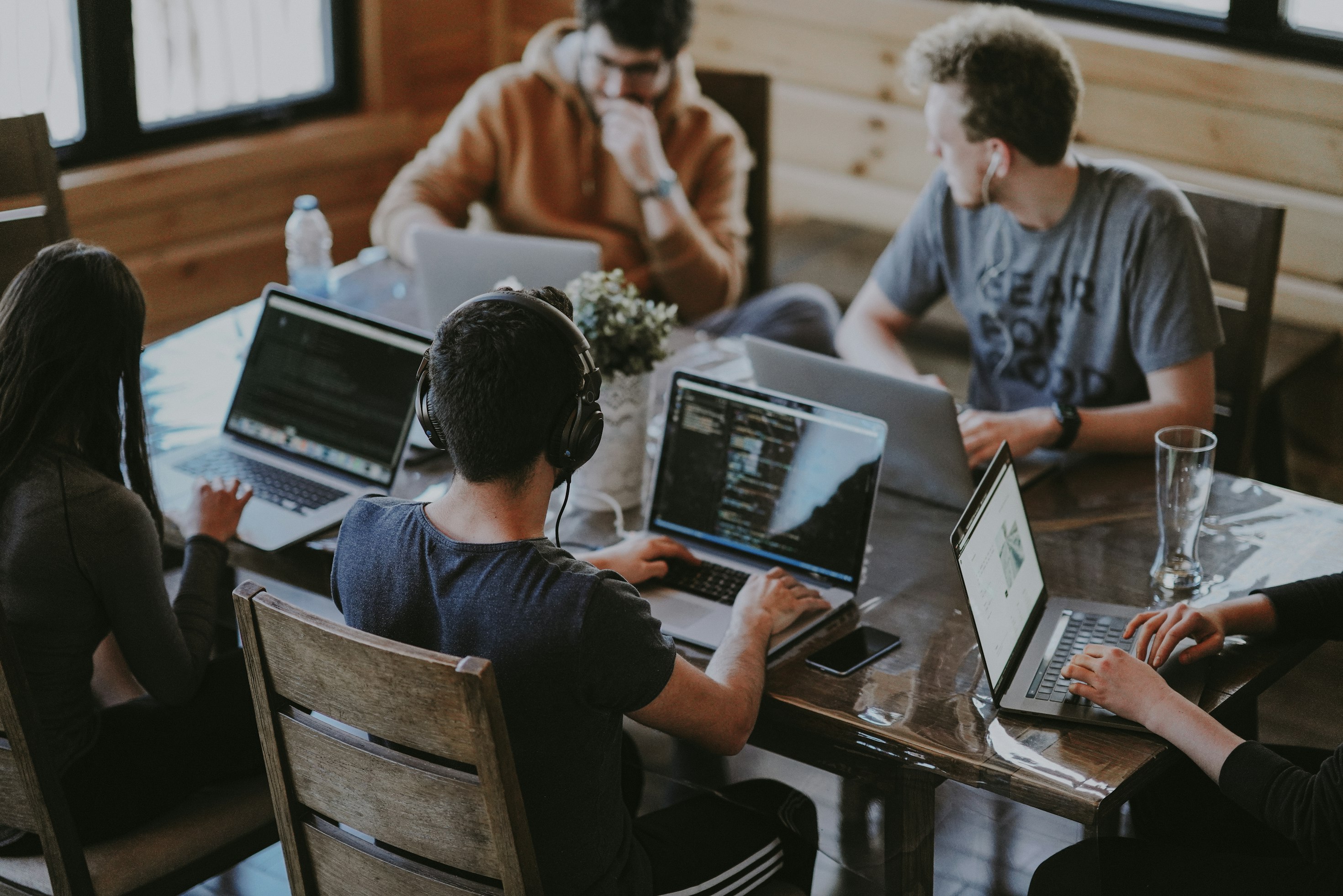 Entrepreneurs collaborating in a supportive environment